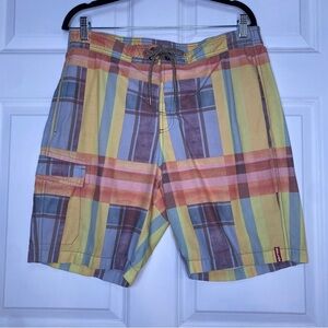 Tommy Bahama Relax Madras Plaid Print Swim Trunks Size Medium